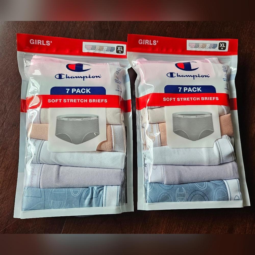 A Bundle of two Champion Girls' Soft Stretch Briefs 7-Pack